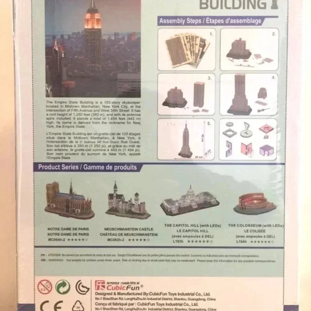 NEW CubicFun New York Empire State Building 3D Puzzle 25.9
